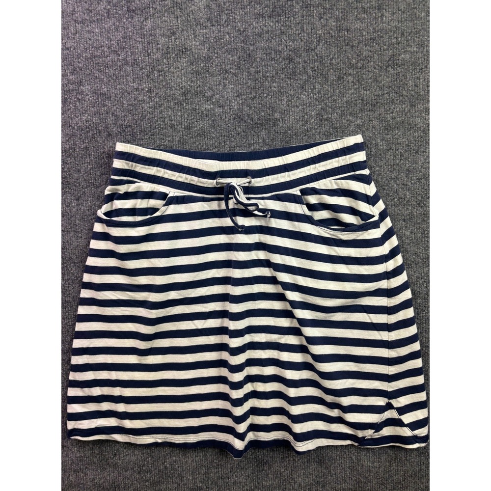 Toad&Co Striped Skirt Womens XS Blue White Organic Cotton Modal Drawstring